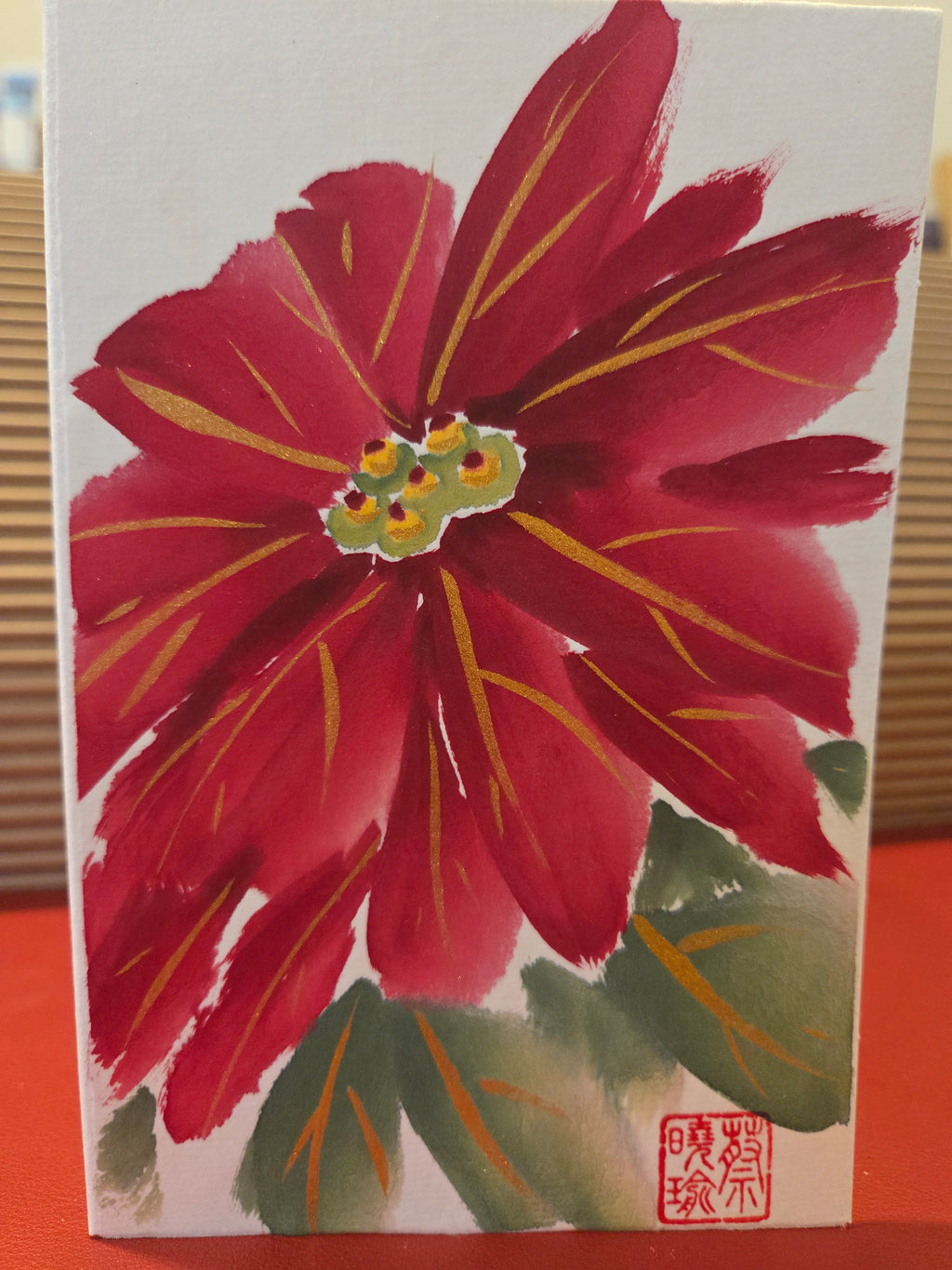 Hand painted Cards - Poinsettia