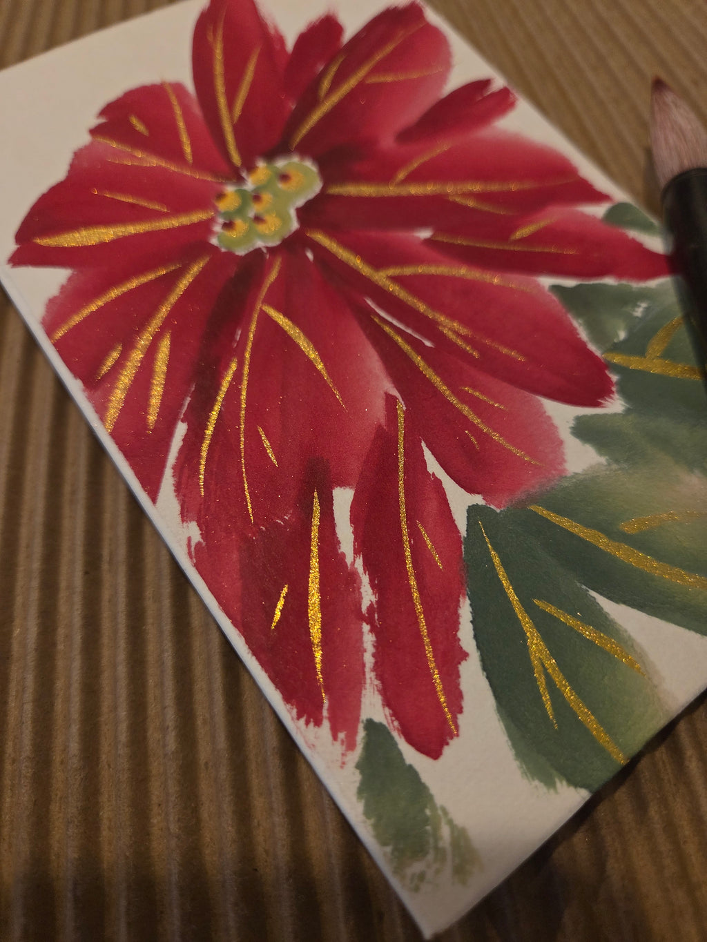 Hand painted Cards - Poinsettia