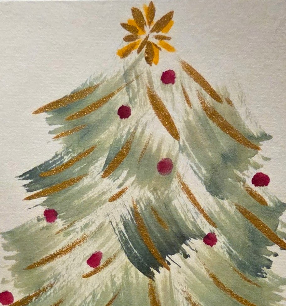 Hand painted Cards - Graceful Christmas Tree