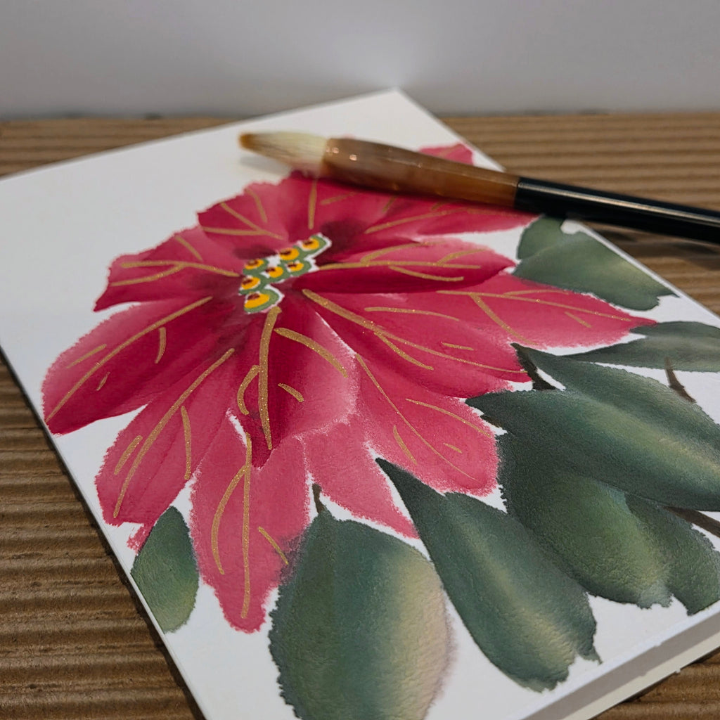 Hand painted Cards - Poinsettia