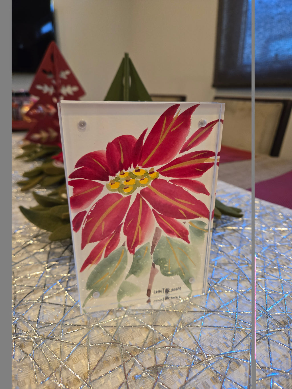 Hand painted Cards - Poinsettia
